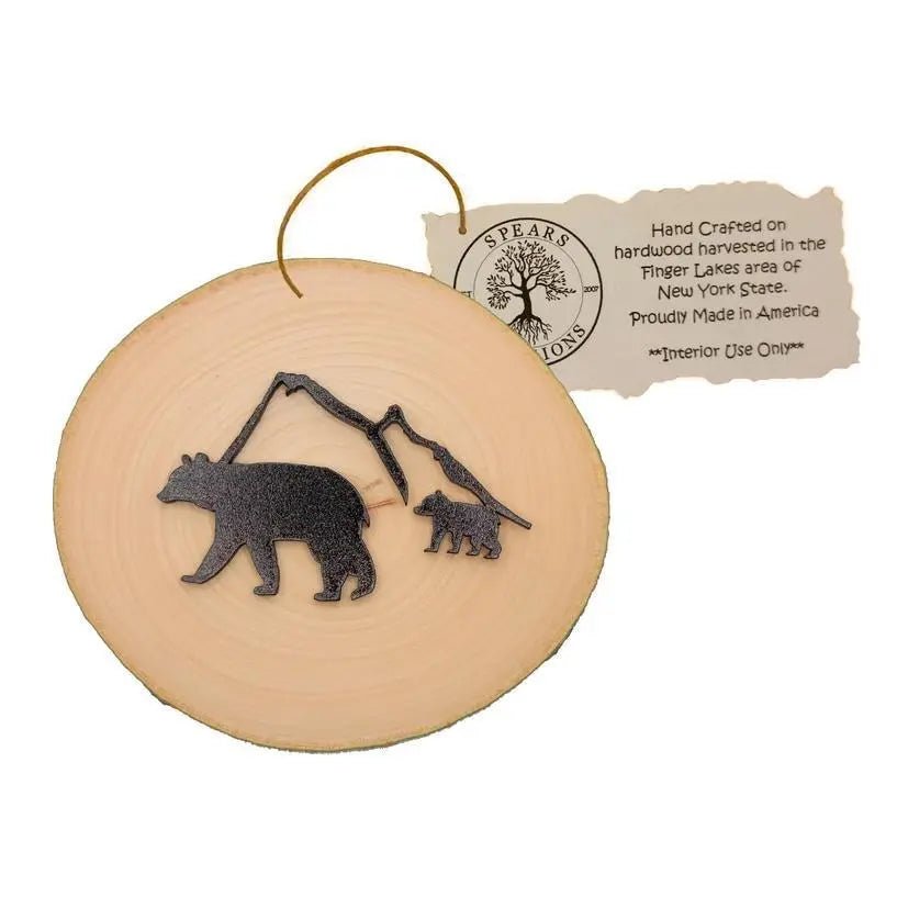 Bear and Cub with Mountains Ornament - My SensibiliTeas - wood slice ornament from Spears Creations
