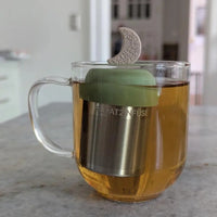 Beige Floral Crescent Moon Floating Tea Steeper - My SensibiliTeas - tea infuser from Float2Infuse Tea Infuser