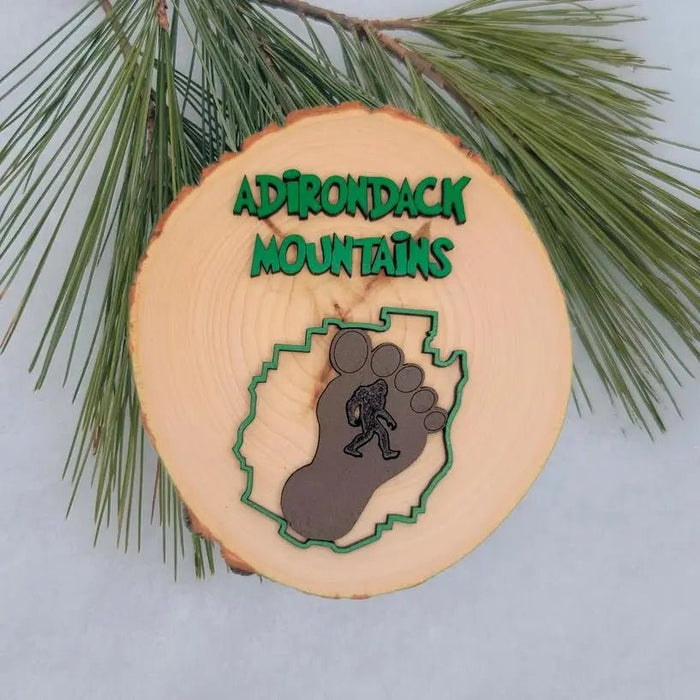 Bigfoot Adk Mtns Ornament - My SensibiliTeas - wood slice ornament from Spears Creations