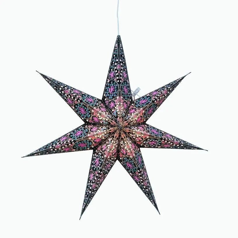 Black and Pink Cathedral Star Lantern - My SensibiliTeas - paper star lantern from Artschatz