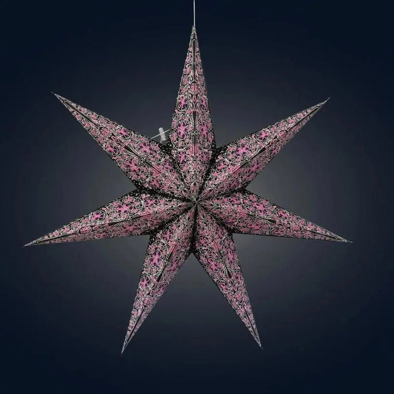 Black and Pink Cathedral Star Lantern - My SensibiliTeas - paper star lantern from Artschatz