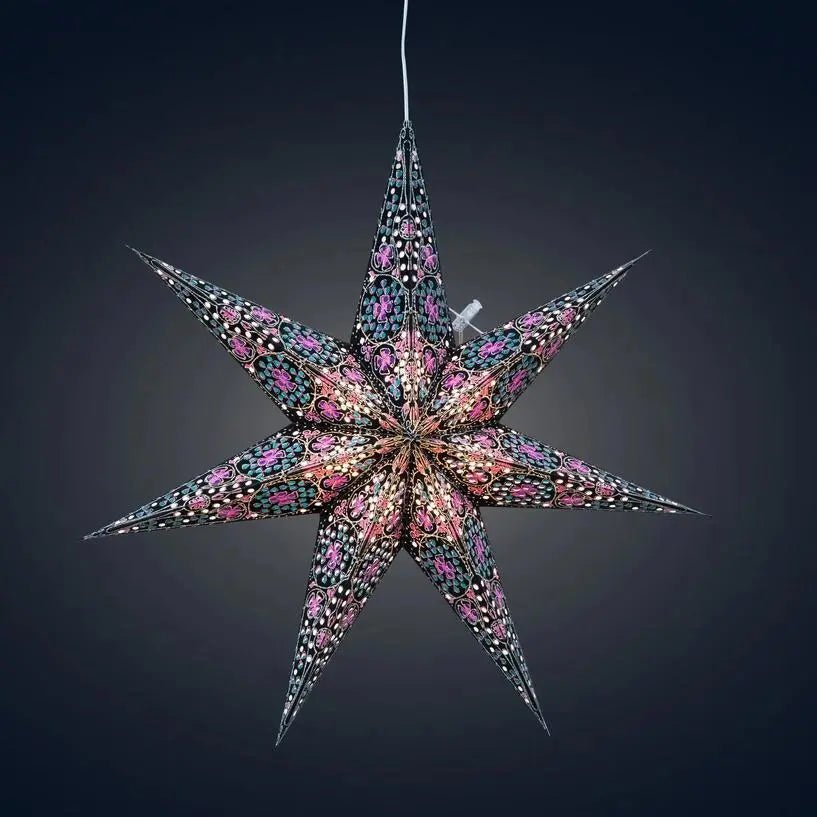 Black and Pink Cathedral Star Lantern - My SensibiliTeas - paper star lantern from Artschatz