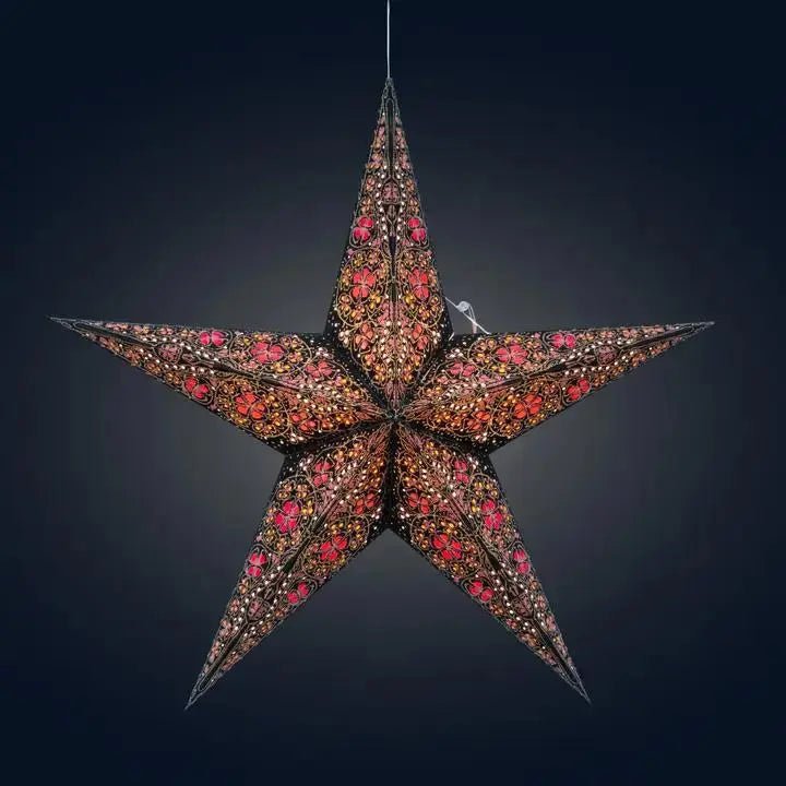 Black and Pink Cathedral Star Lantern - My SensibiliTeas - paper star lantern from Artschatz