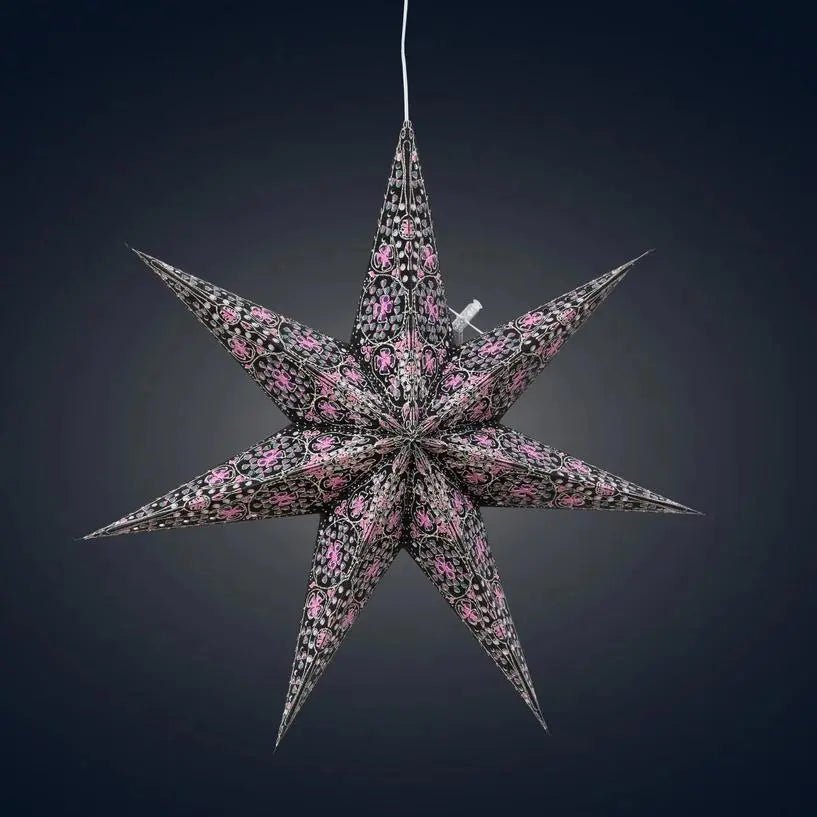 Black and Pink Cathedral Star Lantern - My SensibiliTeas - paper star lantern from Artschatz