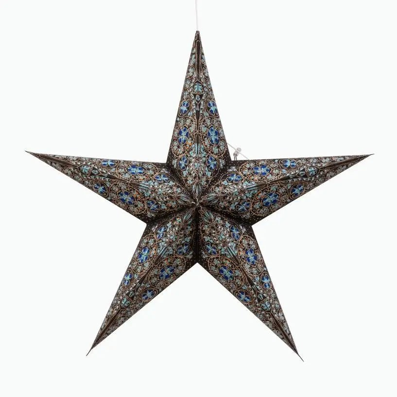 Black and Turquoise Cathedral Star Lantern - My SensibiliTeas - paper star lantern from Artschatz