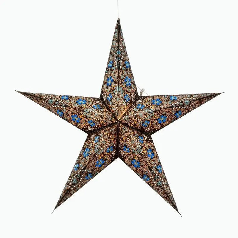 Black and Turquoise Cathedral Star Lantern - My SensibiliTeas - paper star lantern from Artschatz