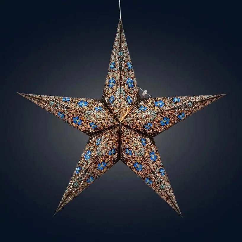 Black and Turquoise Cathedral Star Lantern - My SensibiliTeas - paper star lantern from Artschatz