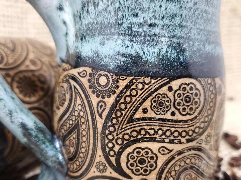 Black Paisley Mug - My SensibiliTeas - mug from Turtle Hollow Pottery