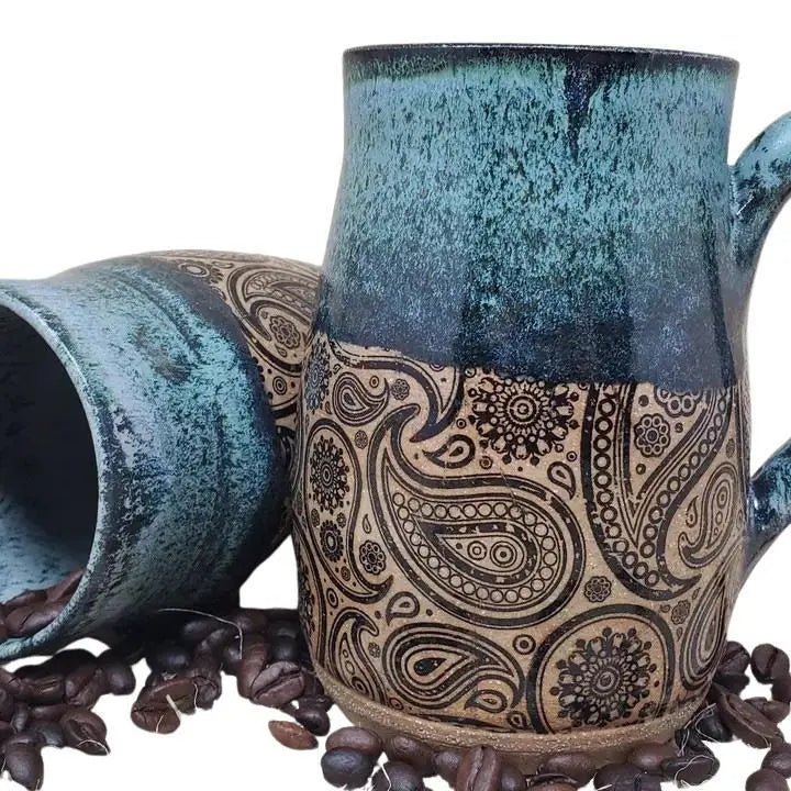 Black Paisley Mug - My SensibiliTeas - mug from Turtle Hollow Pottery