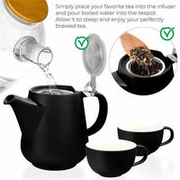 Black Tea for Two Porcelain Teapot & 2 Cups Set 27 fl. oz - My SensibiliTeas - tea service from Tealyra