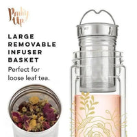 Blair Bouquet Glass Travel Infuser Mug - My SensibiliTeas - gold and glass travel mug from Pinky Up