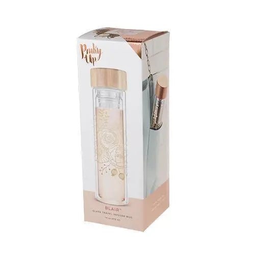 Blair Bouquet Glass Travel Infuser Mug - My SensibiliTeas - gold and glass travel mug from Pinky Up