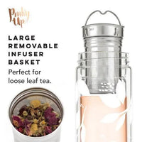 Blair White Leaf Glass Travel Infuser Mug - My SensibiliTeas - feminine travel mug from Pinky Up