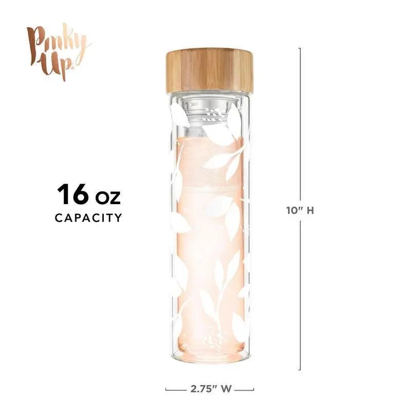 Blair White Leaf Glass Travel Infuser Mug - My SensibiliTeas - feminine travel mug from Pinky Up