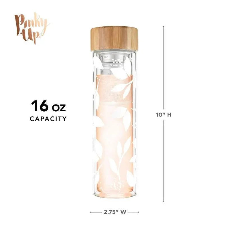 Blair White Leaf Glass Travel Infuser Mug - My SensibiliTeas - feminine travel mug from Pinky Up