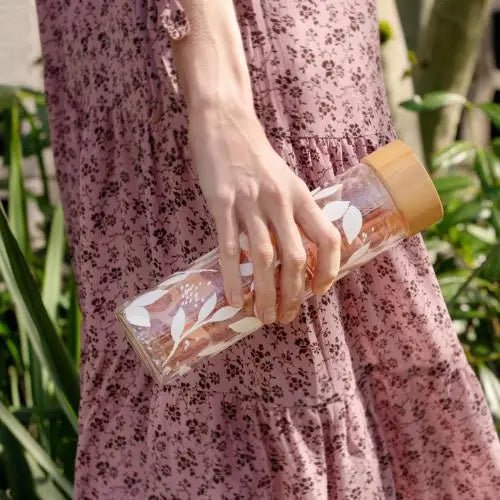 Blair White Leaf Glass Travel Infuser Mug - My SensibiliTeas - feminine travel mug from Pinky Up