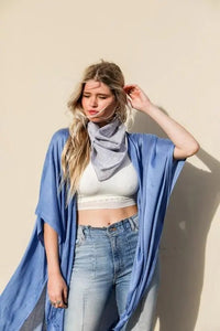 Boho Chic Vintage Bandana Scarf - Muted Blue & Gray - My SensibiliTeas - bandana from Leto Accessories