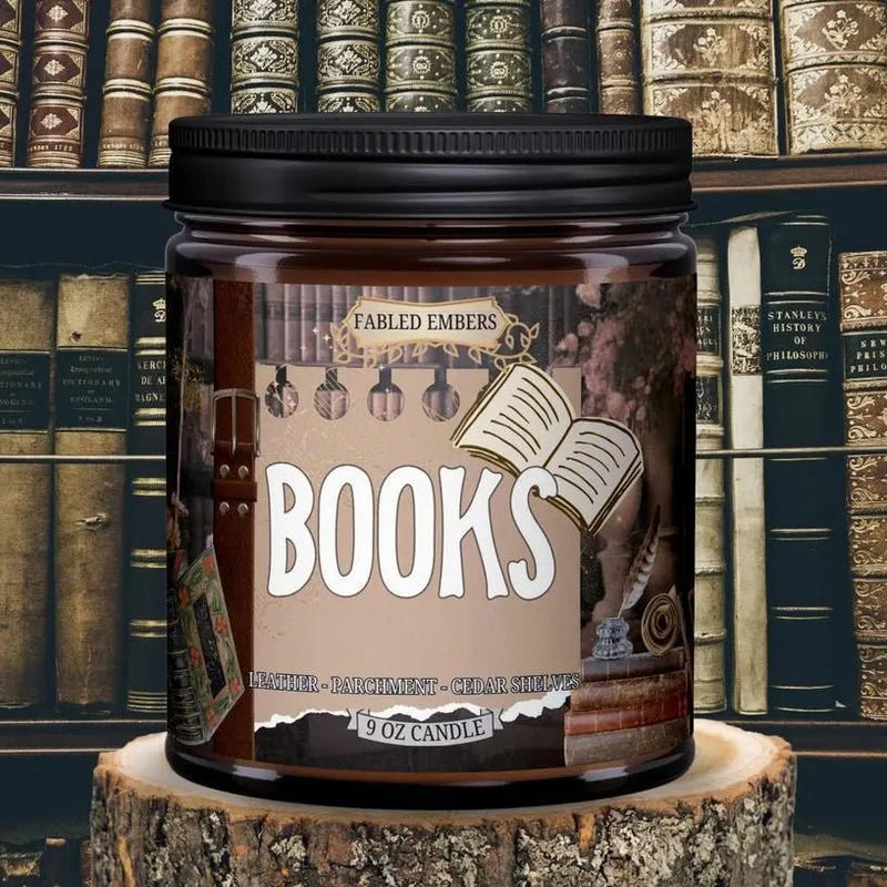 Books 9 oz Bookish Book Lovers Coconut Soy Candle - My SensibiliTeas - bookish candle from Faded Embers