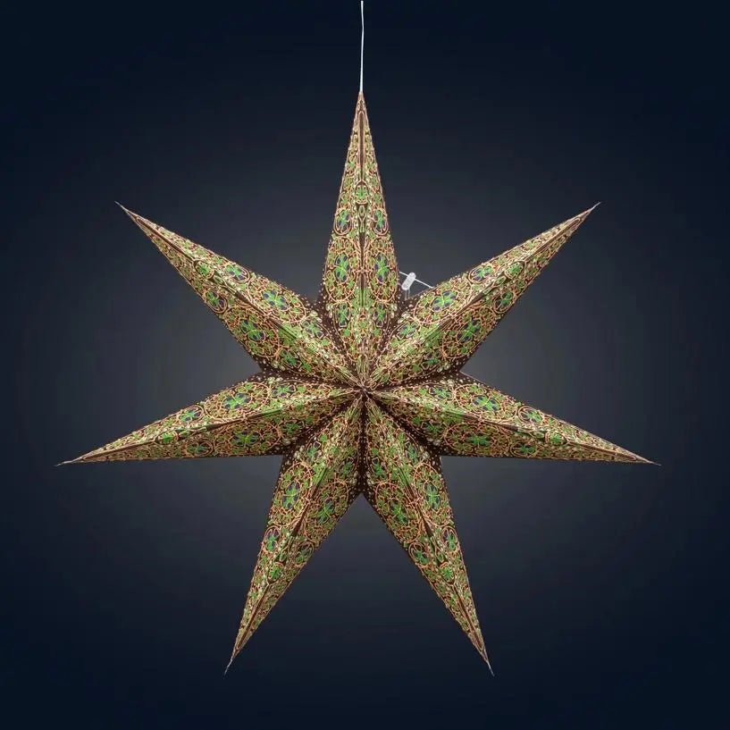 Brown Green Cathedral Star Lantern - My SensibiliTeas - paper star lantern from Artschatz
