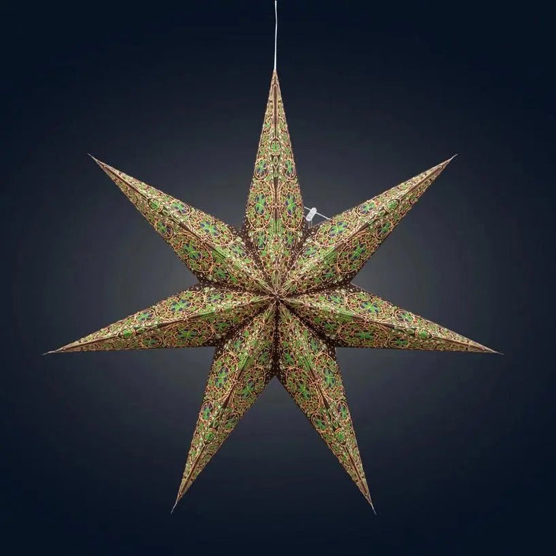 Brown Green Cathedral Star Lantern - My SensibiliTeas - paper star lantern from Artschatz