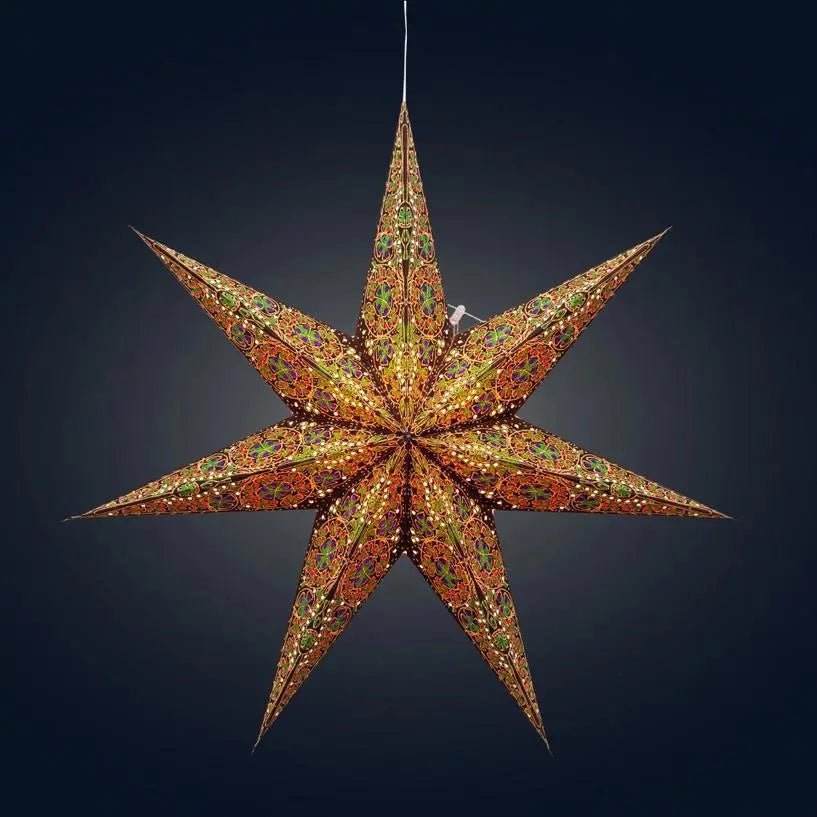 Brown Green Cathedral Star Lantern - My SensibiliTeas - paper star lantern from Artschatz