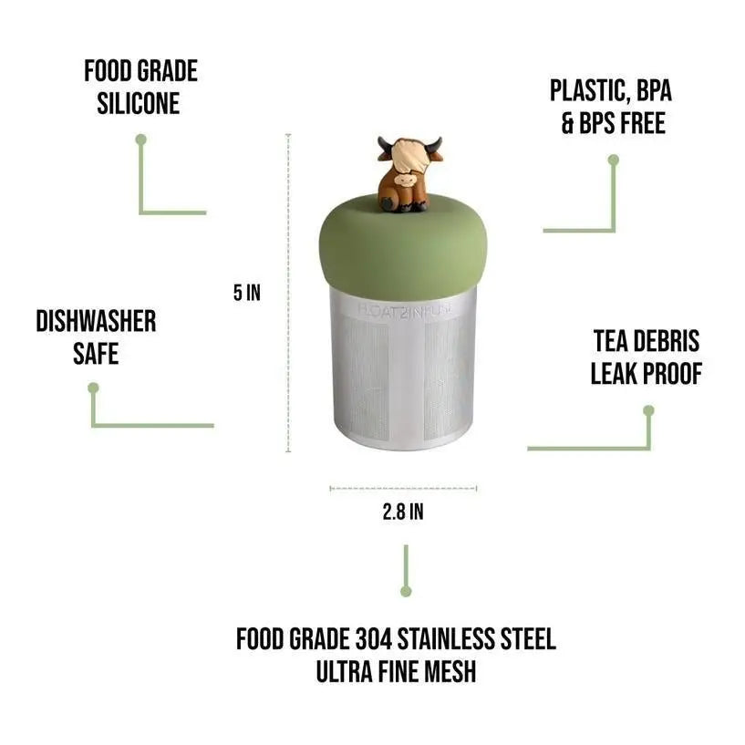 Brown Highland Cow | Large Floating Tea Steeper - My SensibiliTeas - tea infuser from Float2Infuse Tea Infuser