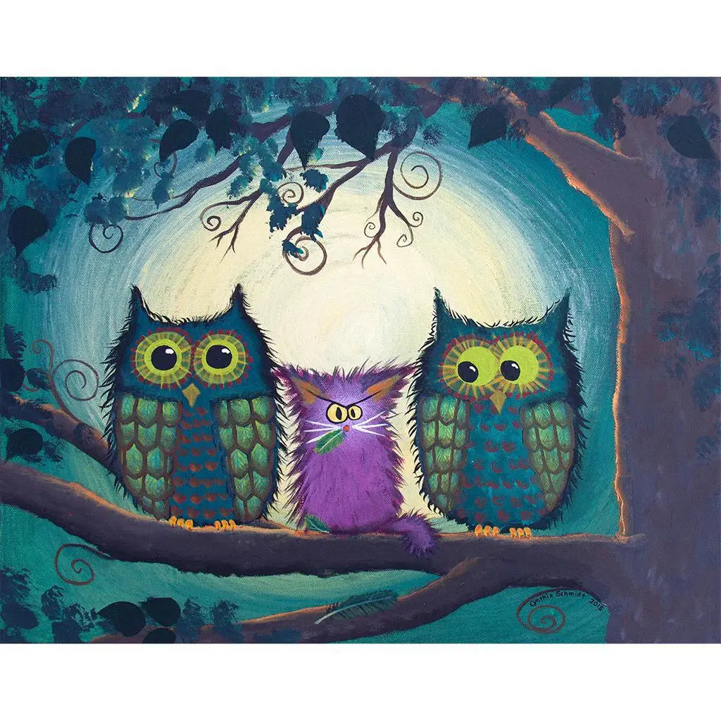 Nervous Owls Matted Print