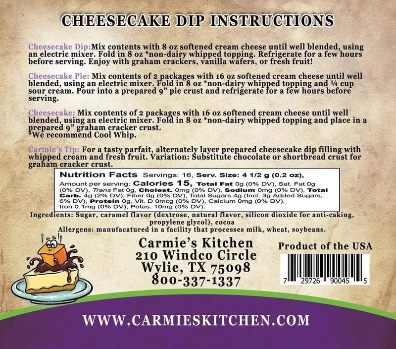 Caramel Chocolate Fudge Cheesecake Dip Mix - My SensibiliTeas - cheesecake dip mix from Carmie's Kitchen