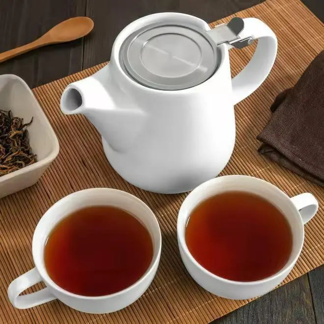 White Tea for Two Porcelain Teapot & 2 Cups Set 27 fl. oz