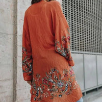 Chic Full - Length Flower Kimono in Rust - My SensibiliTeas - kimono from Leto Accessories