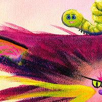 Cranky Cat Inchworm Matted Print - My SensibiliTeas - Cat Art Print from Cranky Cat Collection