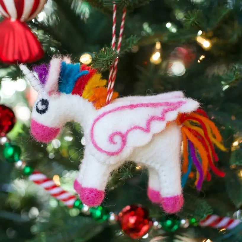 Felted Unicorn Ornament