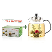 Glass Teapot + 12 Blooming Teas Gift Box