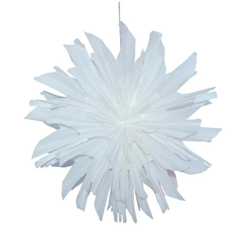24 Inch White Frosted Mylar Snowflake Lantern Light
