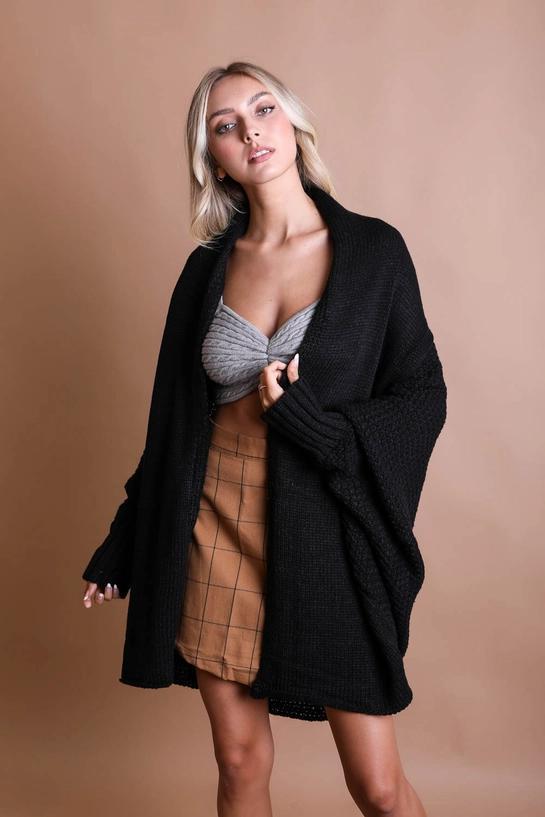 Bat Sleeve Knit Cardigan