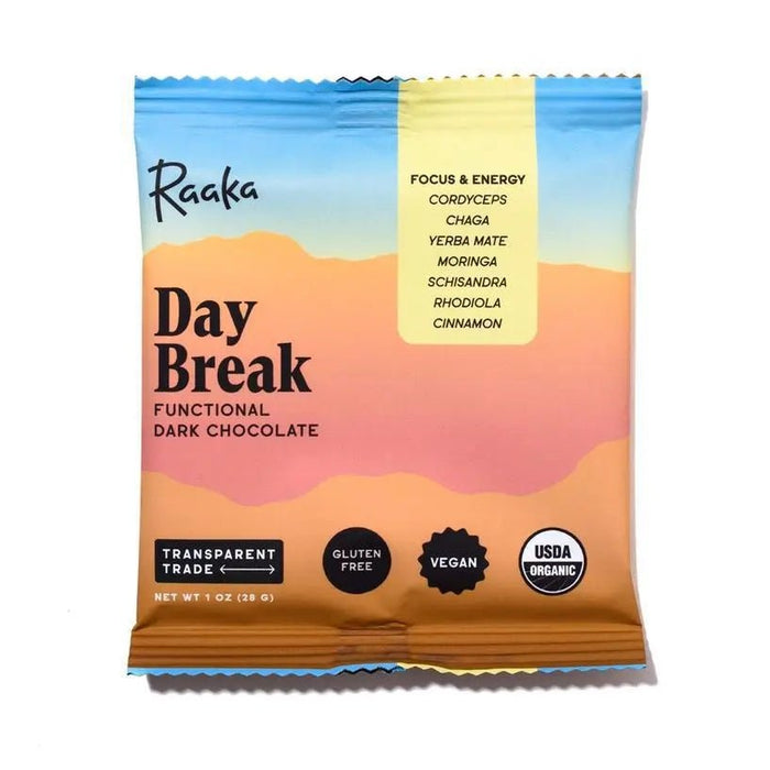 Day Break Functional Dark Chocolate Bar - My SensibiliTeas - functional chocolate from Raaka Chocolate