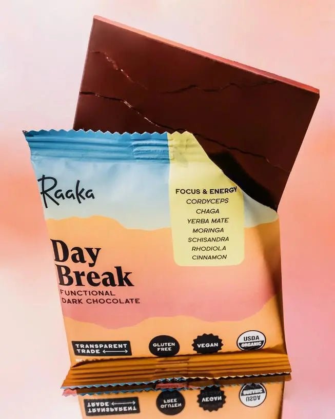 Day Break Functional Dark Chocolate Bar - My SensibiliTeas - functional chocolate from Raaka Chocolate