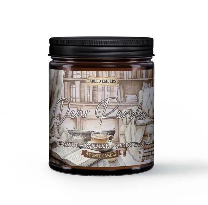 Dear Reader Bookish 9 oz Coconut Soy Candle - My SensibiliTeas - bookish candle from Faded Embers