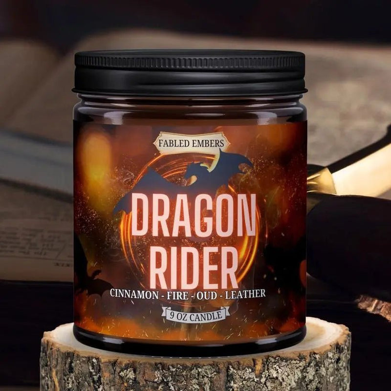 Dragon Rider 9 oz Fantasy Bookish Coconut Soy Candle - My SensibiliTeas - bookish candle from Faded Embers