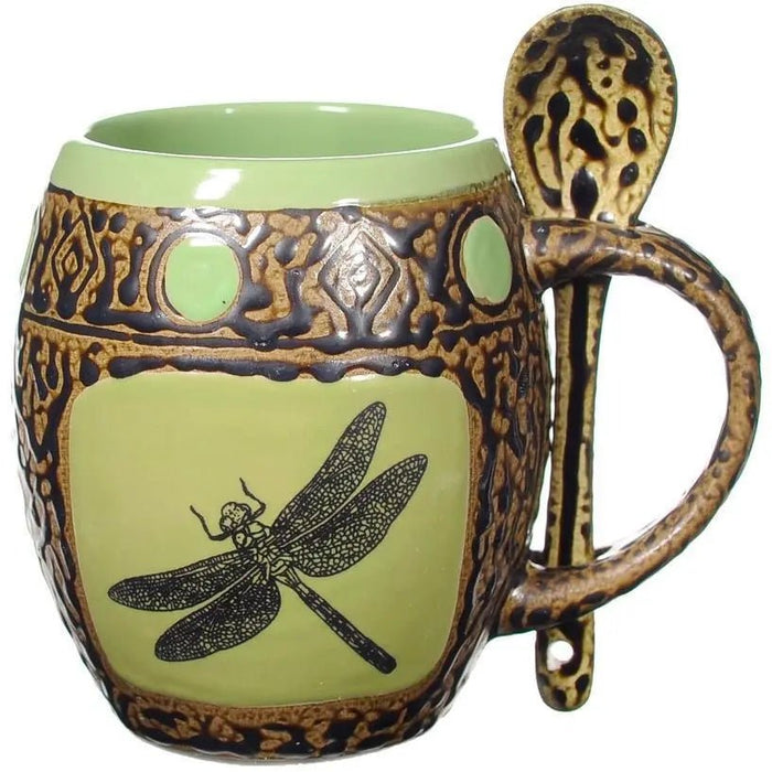 Dragonfly Mug with Spoon - My SensibiliTeas - nature mug from Always Azul Pottery