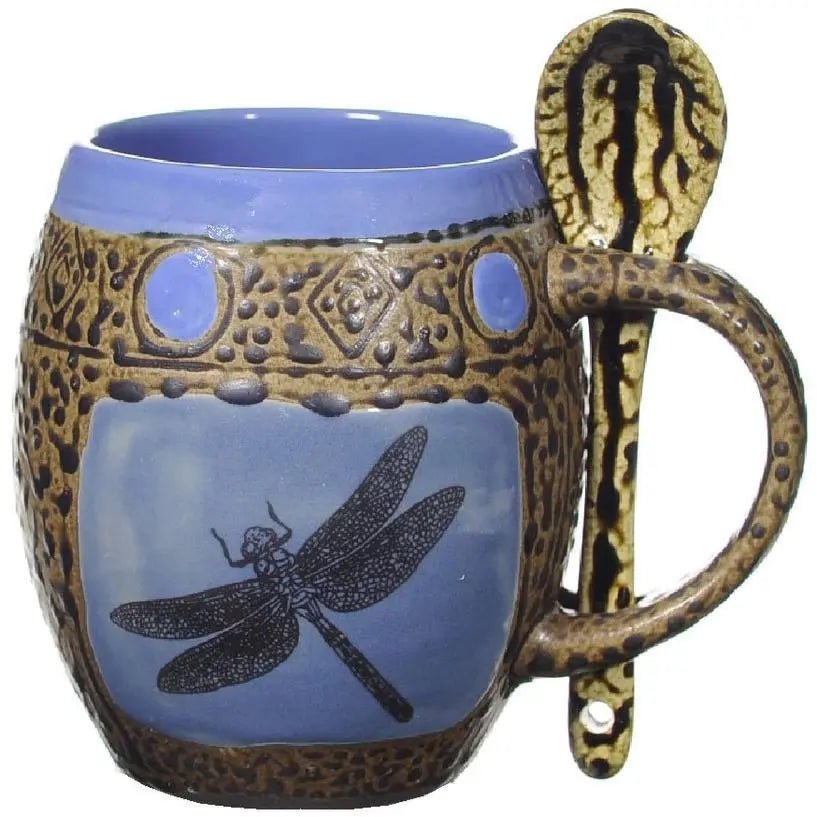 Dragonfly Mug with Spoon - My SensibiliTeas - nature mug from Always Azul Pottery