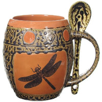 Dragonfly Mug with Spoon - My SensibiliTeas - nature mug from Always Azul Pottery