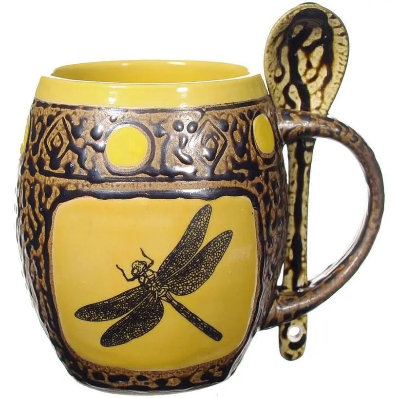 Dragonfly Mug with Spoon - My SensibiliTeas - nature mug from Always Azul Pottery