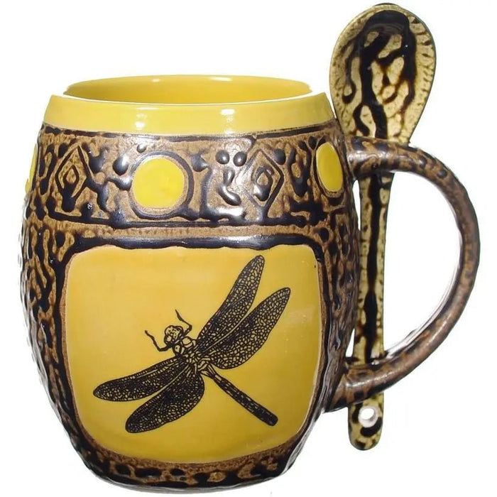 Dragonfly Mug with Spoon - My SensibiliTeas - nature mug from Always Azul Pottery