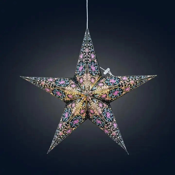 Turquoise and Violet Cathedral Star Lantern