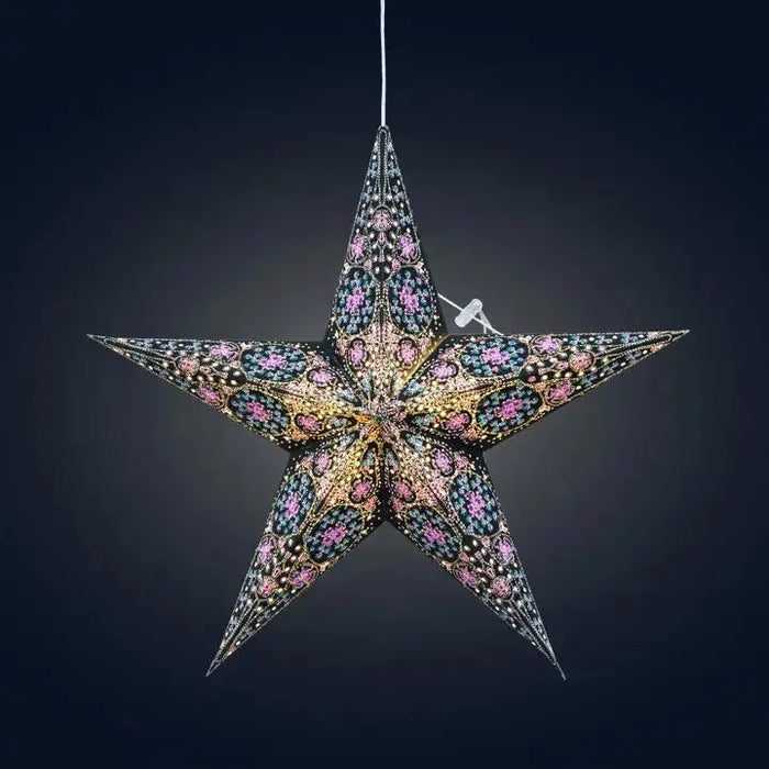 Turquoise and Violet Cathedral Star Lantern