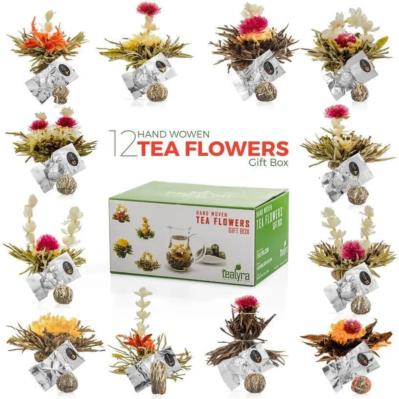 Glass Teapot + 12 Blooming Teas Gift Box