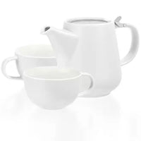 White Tea for Two Porcelain Teapot & 2 Cups Set 27 fl. oz