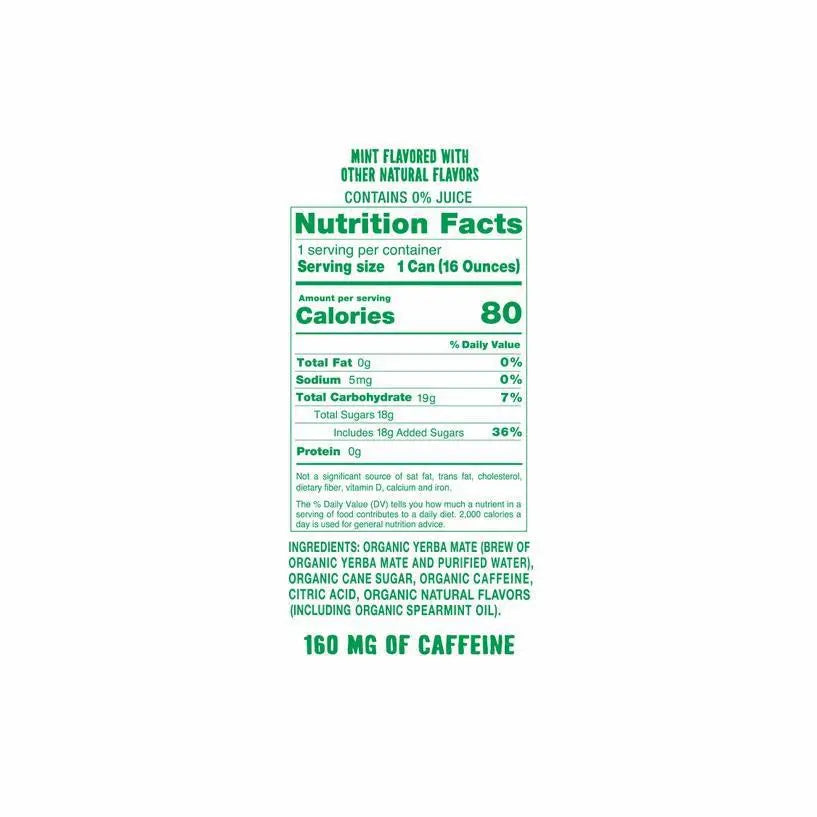 Organic Mystical Mint Yerba Mate 16oz Can