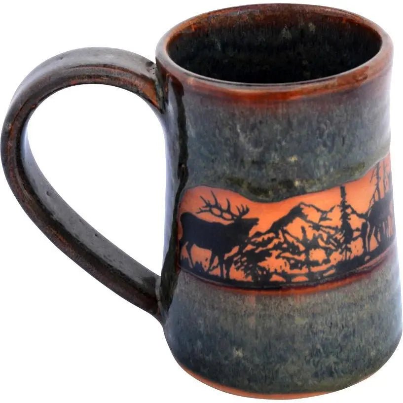 Elkwrap 17 Oz. Tankard - My SensibiliTeas - Elk tankard mug from Always Azul Pottery
